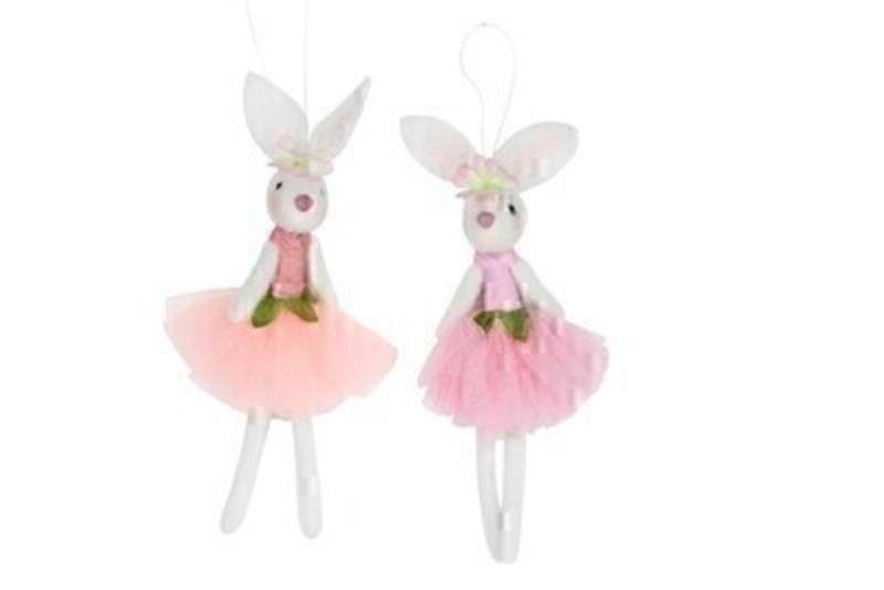 If you are looking for some Easter decorations for your Easter Tree then be sure not to miss these cute wool and net Easter Bunny Ballerina hanging decorations by designer Gisela Graham.  Choice of 2 available - legs open or legs closed (please specify when ordering which one you would like) Comes complete with string to hang.